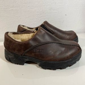 UGG brown leather slip on shoes, size 7 women